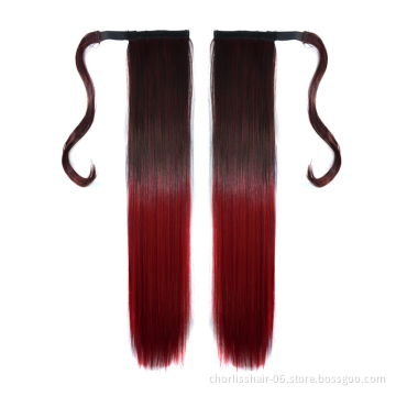 Top Quality Natural Color Chorliss Goddess Long Straight With Wrap Around Japanese Synthetic Fiber High Ponytail Hair Extension